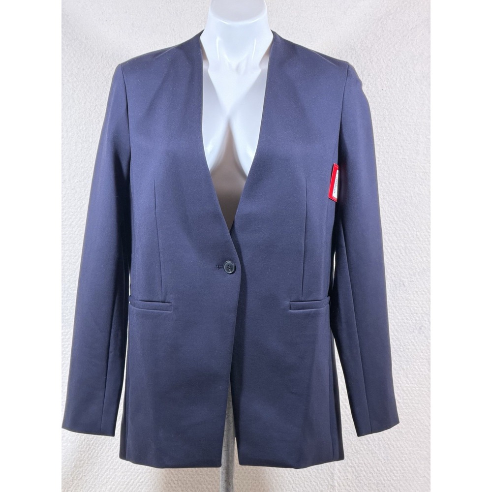 Spanx Collarless Blazer Womens Small Navy Minimalist Modern Workwear Chic